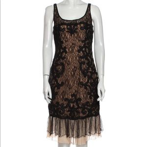 Black Lace Carmen Marc Valvo Midi Length Dress